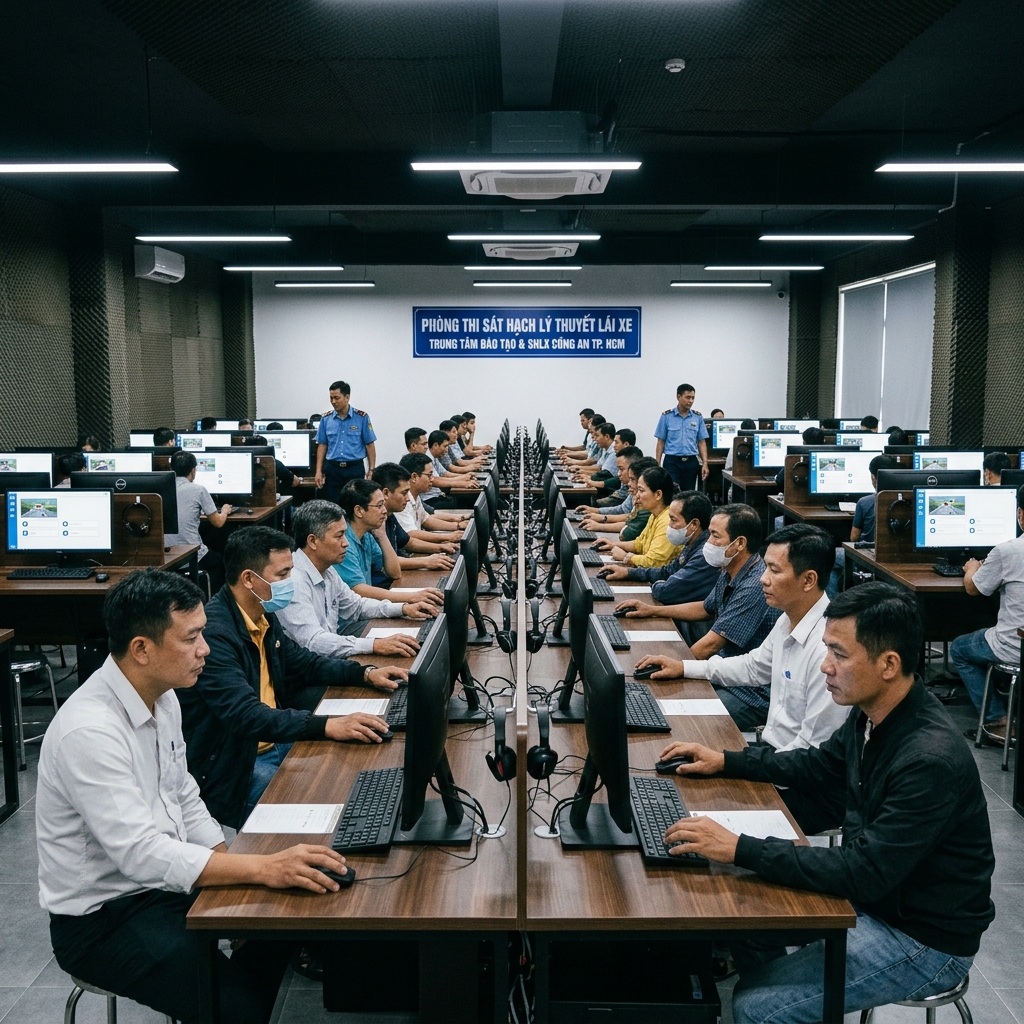 Phòng thi trắc nghiệm lý thuyết lái xe